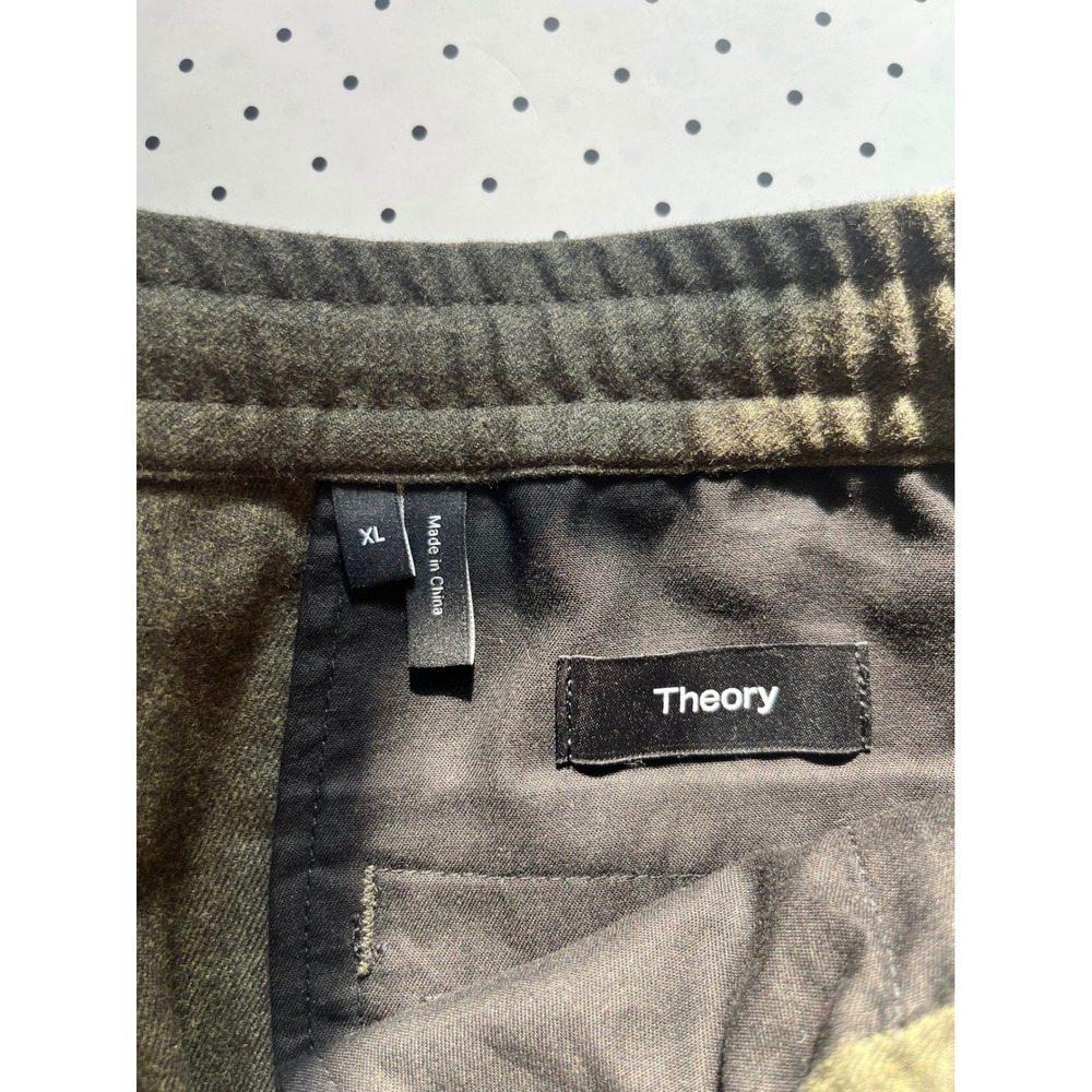 Theory Mens XL Olive Green Wool Blend Flannel Elastic Waist Pull On Pants - Picture 8 of 10